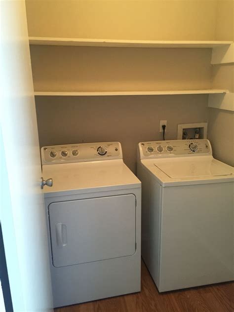 A washer and dryer set is usually found in the kitchen, bathroom, or near those areas within these types of apartments. . 2 bedroom apartments with washer and dryer